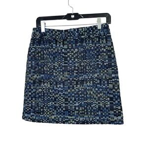 LOFT Factory Tweed Mini Pencil Skirt Black Blue Green Multi Size 4
